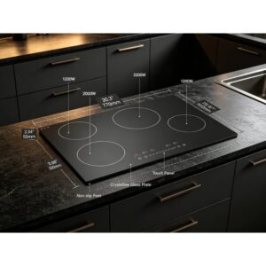 Golenda 3400W Built-in Induction Hob 2 Zone Touch Control | 9 Gears