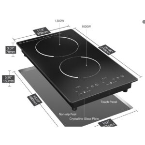 Golenda 3000W built-in induction hob 2 Zone Touch Control | 120min Timer