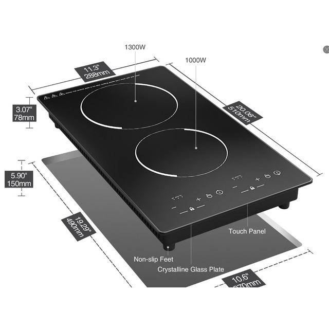Golenda 3000W built-in induction hob 2 Zone Touch Control | 120min Timer