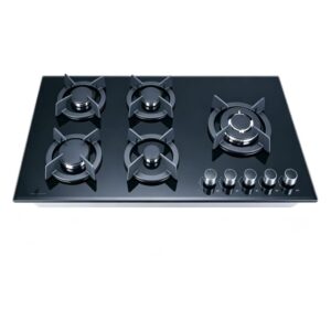Golenda Gas Hob Built-in Gas Cooktop 5 Burner Black Glass