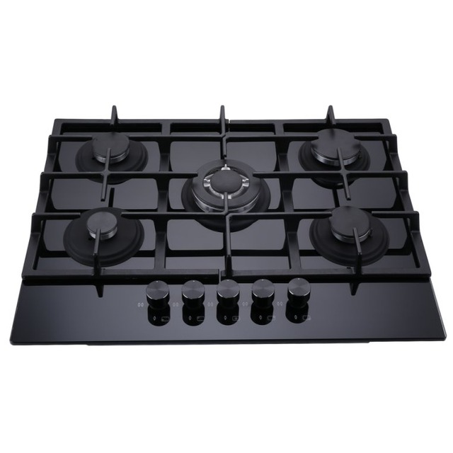 Golenda Gas Hob Built-In Gas Cooktop Triple Ring Wok Burner Golenda 10.8kW Gas Hob 5 Zones Built-in Cooktop | WOK Burner | Black Glass