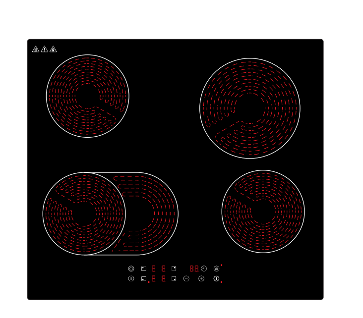 Golenda EC460-6202A 6200W 4-Zone Built-in Ceramic Hob | Touch Control | CE Certified