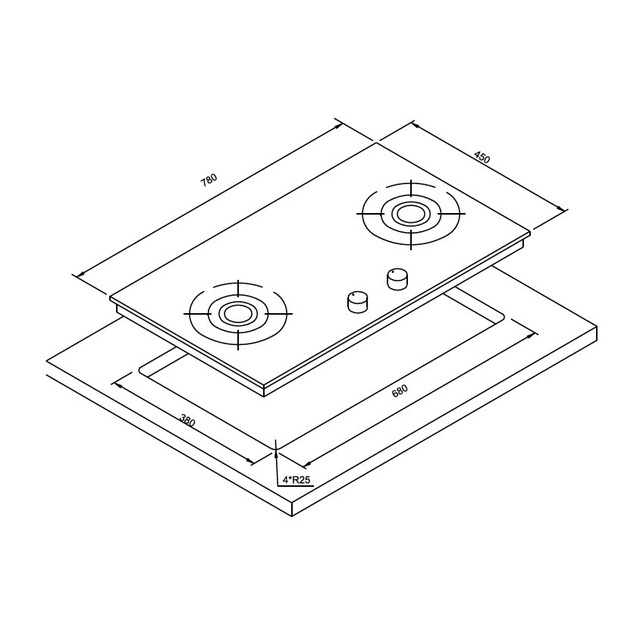 Golenda 2.2/4.5kw Gas Hob Cast Iron Pan Support | Pulse Ignition | LPG & NG