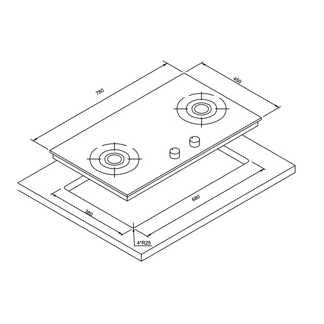 Golenda 5.8/5.0kw Gas Hob 8mm Tempered Glass | Brass Burner | LPG or NG