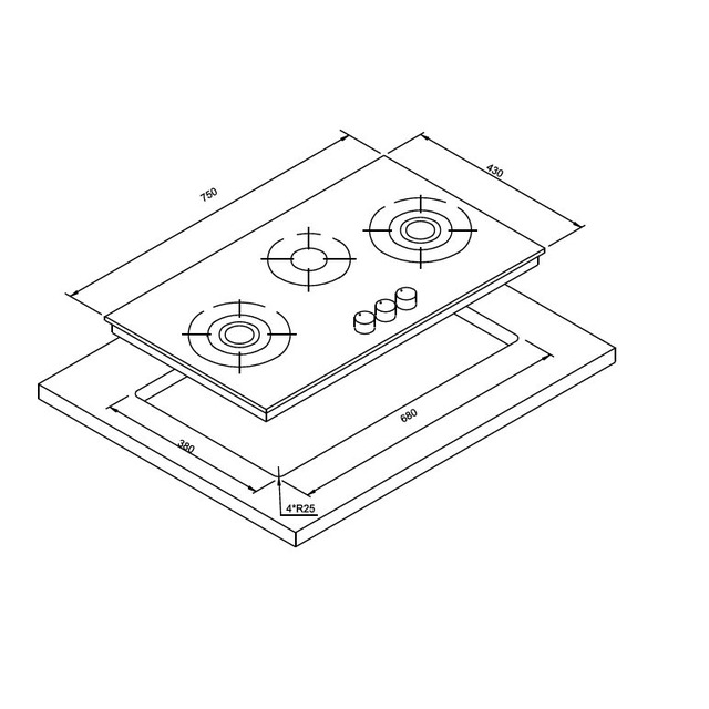 Golenda 4.5kW Gas Hob 8mm Tempered Glass Built-in Gas Cooktop | Brass Burner
