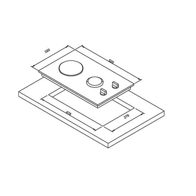 Golenda 3.3kW Gas Hob Cast Iron Support Pulse Ignition | LPG NG | Metal Knob
