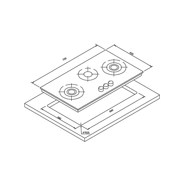 Golenda 4.5kW Built-in Gas Hob Cast Iron Support | LPG/NG