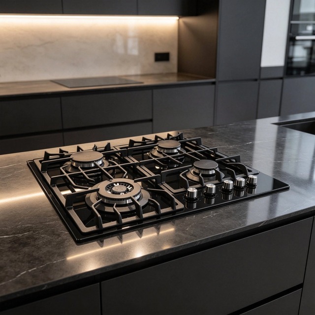 Golenda 4 Burner Gas Hob Cast Iron Pan Support | Pulse Ignition | LPG & NG