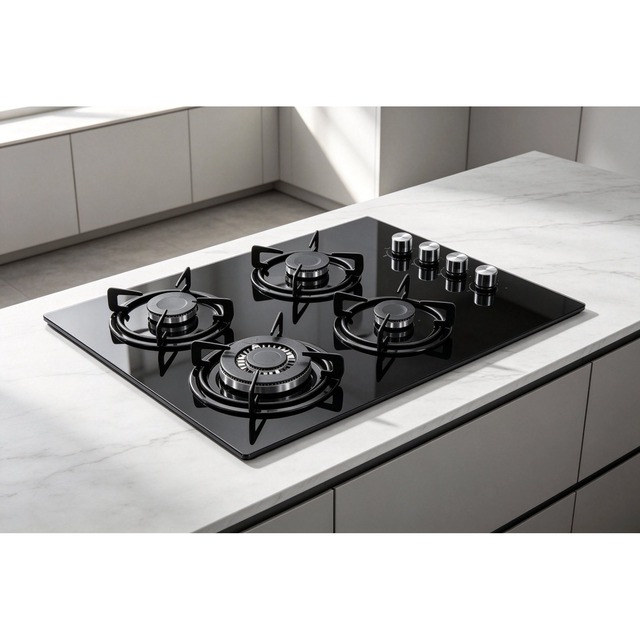Golenda 3.3kW Gas Hob 4 Burner Tempered Glass Cast Iron | LPG NG