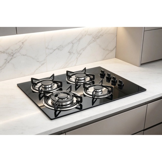 Golenda 4 Burner Gas Hob Cast Iron Pan Support Pulse Ignition