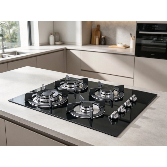 Golenda 4 Burner Gas Hob Cast Iron Pan Support | Pulse Ignition | LPG & NG