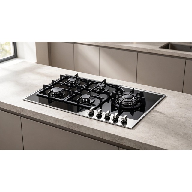 Golenda 5 Burner Gas Hob Built-in Gas Cooktop Tempered Glass | Sabaf Burner