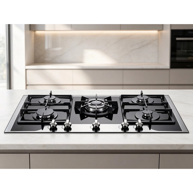 Golenda 5 Burner Gas Hob 8mm Tempered Glass Built-in Gas Cooktop | Sabaf Burner