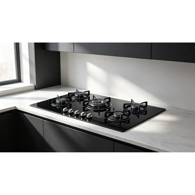 Golenda 5 Burner Gas Hob Tempered Glass Cast Iron | LPG NG
