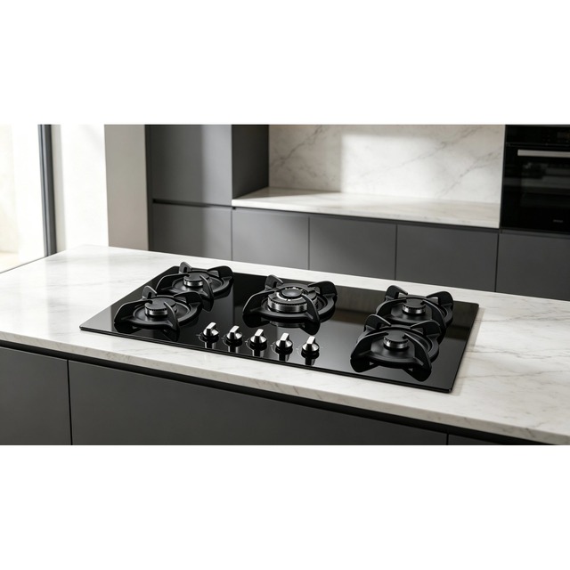 Golenda 3.3kW 5 Burner Gas Hob Tempered Glass Cast Iron | LPG NG | Built-in