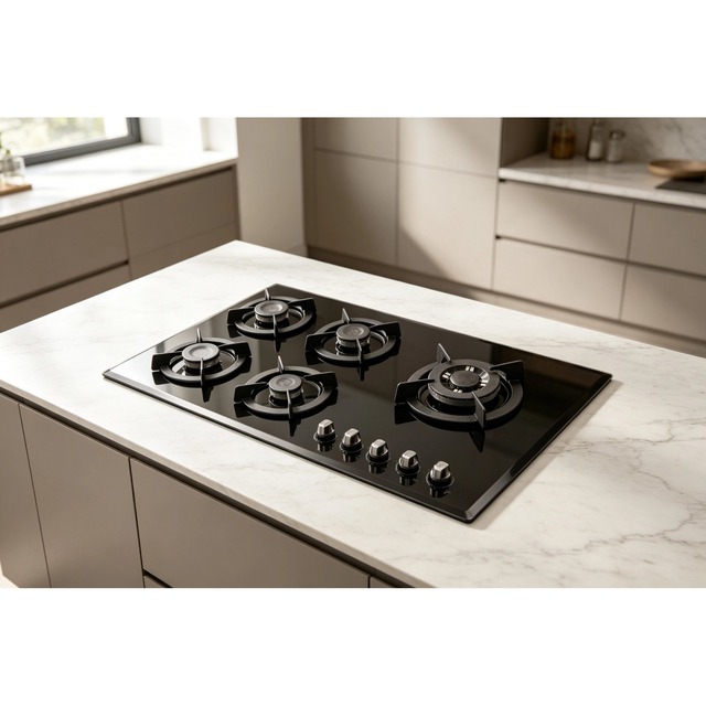 Golenda 3.3kW 5 Burner Gas Hob Cast Iron Pan Support | Metal Knob