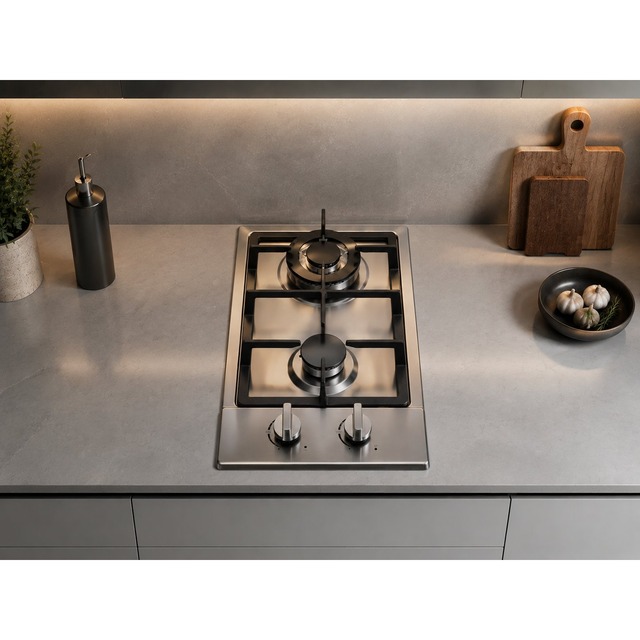 Golenda 3.3kW Gas Hob Cast Iron Pan Support | Sabaf Burner | Stainless Steel