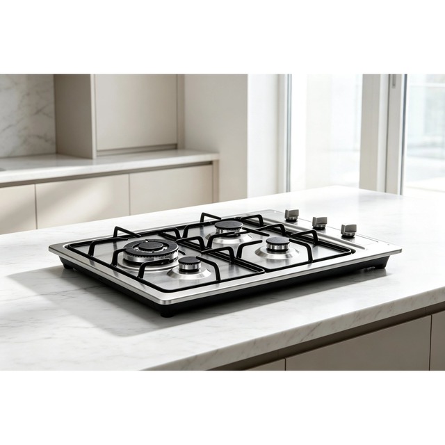 Golenda 3.3kW Gas Hob Stainless Steel Cast Iron Support | LPG/NG | Metal Knob