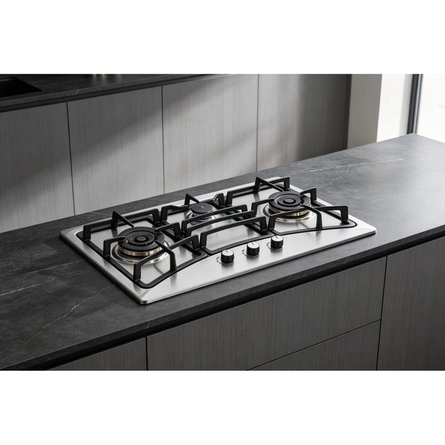 Golenda 4.5kW Gas Hob Cast Iron Support Brass Burner | Pulse Ignition