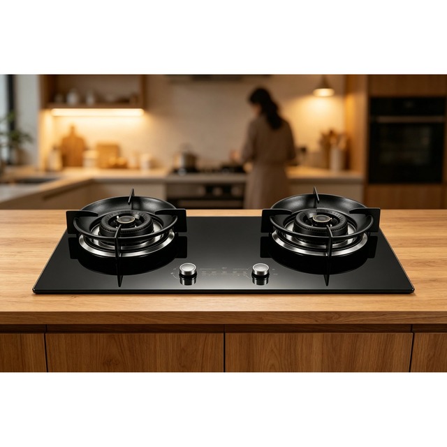 Golenda 4.5kW Gas Hob 4 Burner Tempered Glass | Brass Burner | LPG/NG