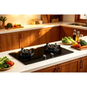 Golenda 4.5kW Gas Hob 2 Burner Tempered Glass | Pulse Ignition | LPG & NG