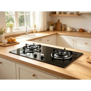 Golenda 2.2/4.5kw Gas Hob Built-in Gas Cooktop Tempered Glass | Brass Burner