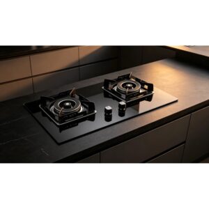 Golenda 5.8/5.0kw Gas Hob Built-in Gas Cooktop Tempered Glass | Brass Burner