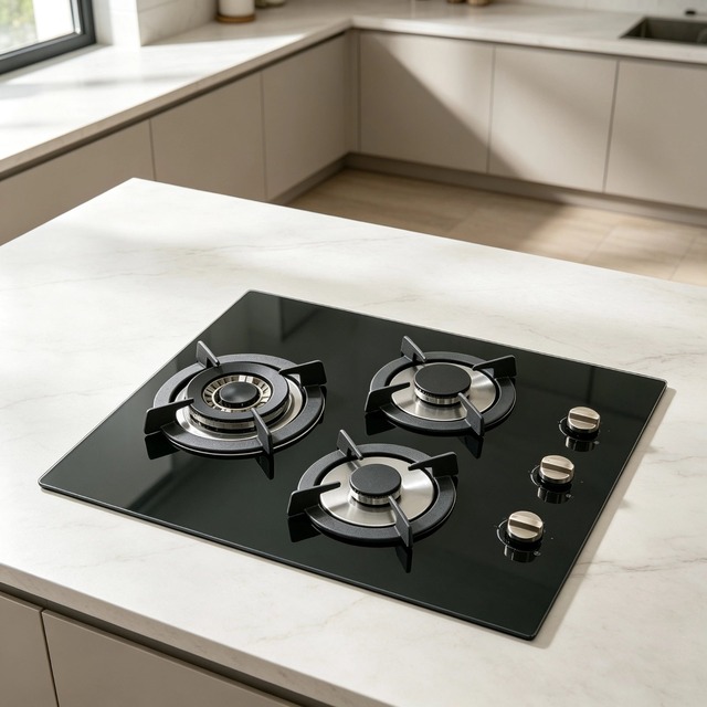 Golenda 3.3kW Built-in Gas Hob Cast Iron Pan Support | Pulse Ignition | LPG & NG
