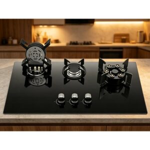 Golenda 4.5kW Gas Hob 8mm Tempered Glass Built-in Gas Cooktop | Brass Burner