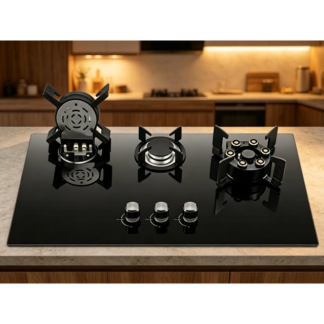 Golenda 4.5kW Gas Hob 8mm Tempered Glass Built-in Gas Cooktop | Brass Burner