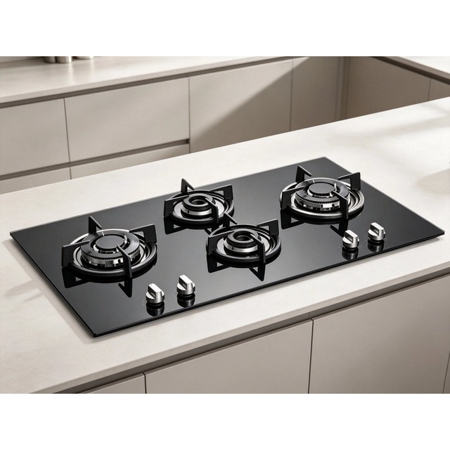 Golenda 3.3kW Gas Hob 8mm Tempered Glass Cast Iron Support | Brass Burner