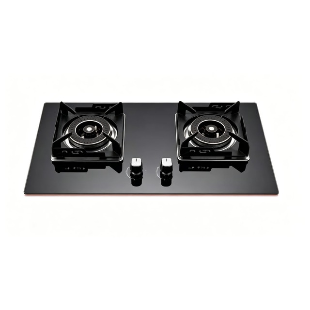 Golenda 5.8/5.0kw Gas Hob Built-in Gas Cooktop Tempered Glass | Brass Burner