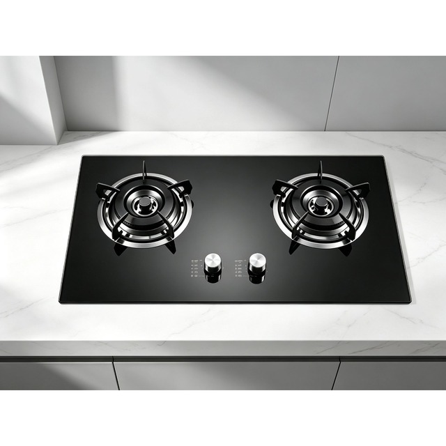 Golenda 2.2/4.5kw Gas Hob Built-in Gas Cooktop Tempered Glass | Brass Burner