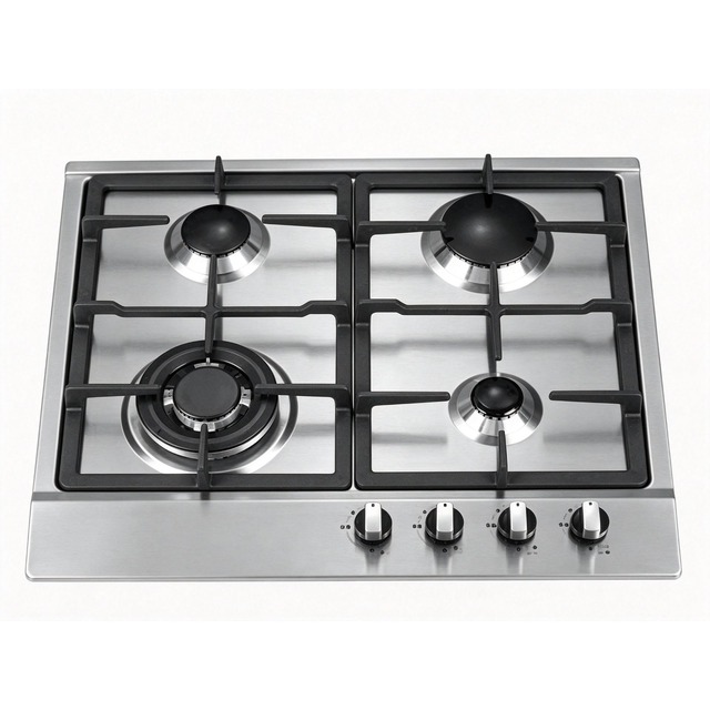 Golenda 3.3kW Gas Hob 4 Burner Cast Iron Pan Support | Pulse Ignition | LPG & NG