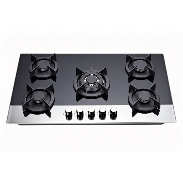 Golenda 3.3kW Built-in Gas Hob 5 Burner Tempered Glass | LPG/NG | Metal Knob