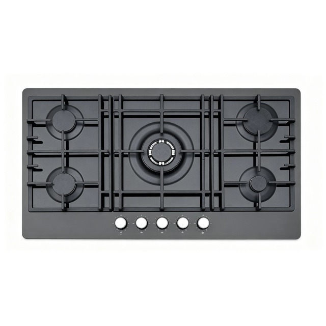 Golenda 3.3kW 5 Burner Gas Hob Cast Iron Support | Pulse Ignition | Metal Knob