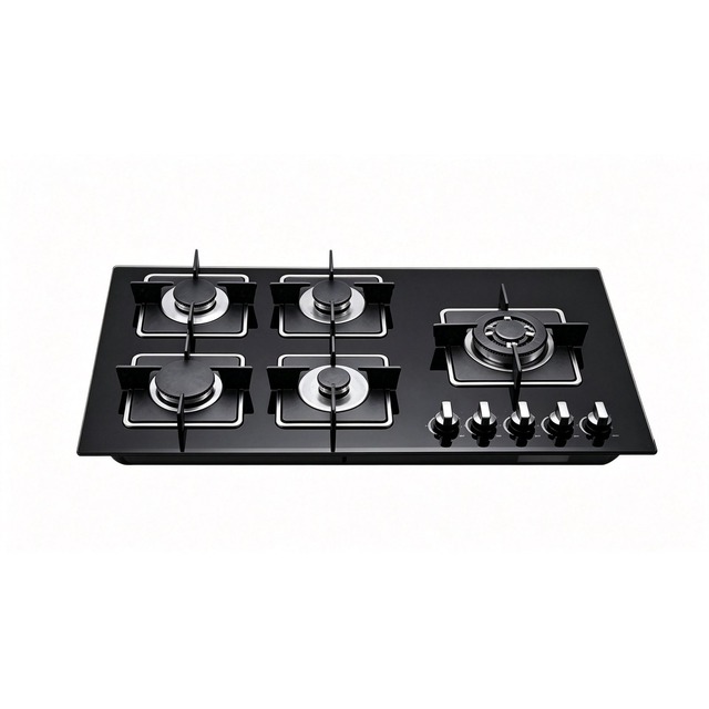 Golenda 3.3kW Gas Hob 5 Burner Tempered Glass | Sabaf Burner