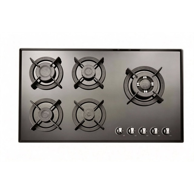 Golenda 3.3kW 5 Burner Gas Hob Cast Iron Pan Support | Metal Knob